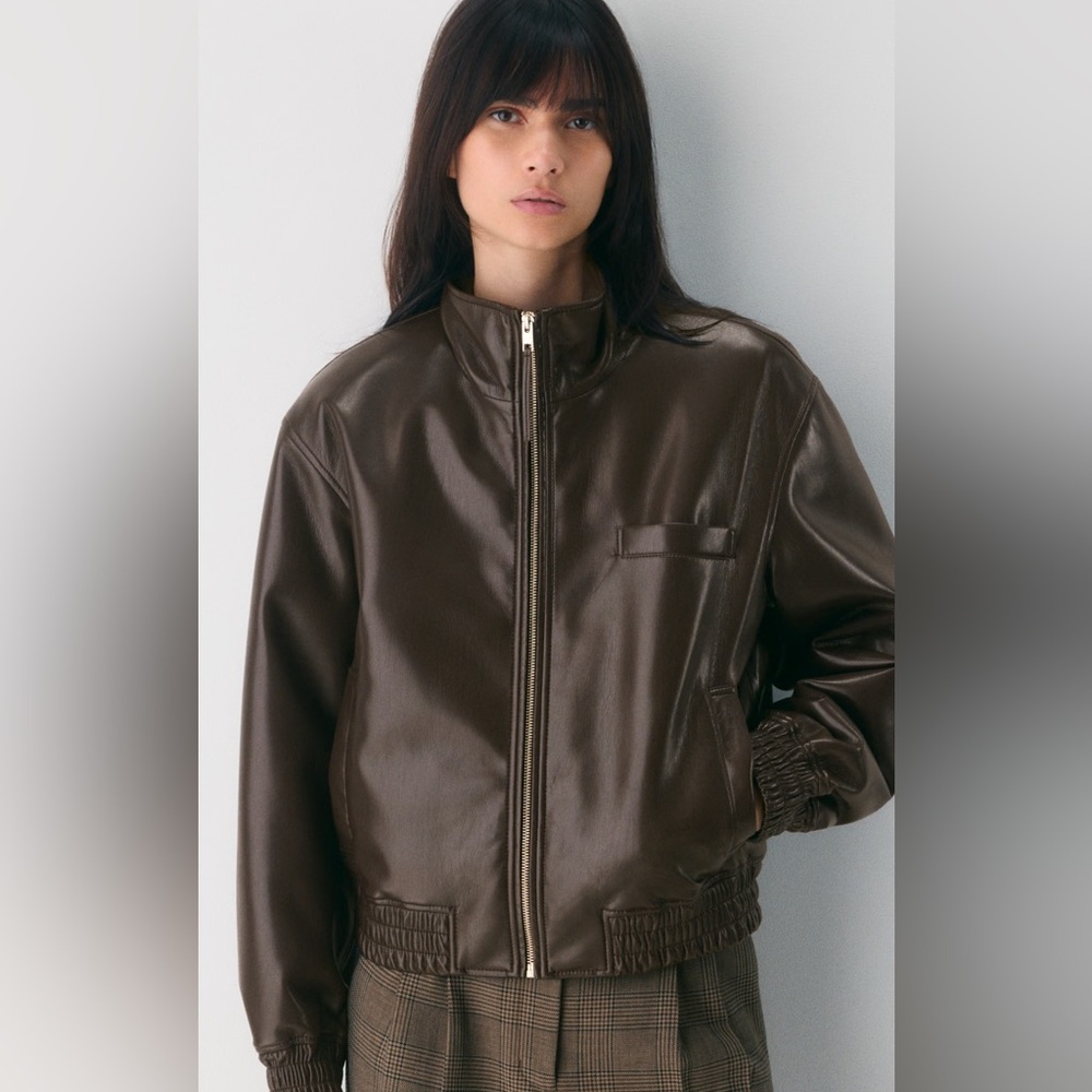 Aritzia Dark Brown Leather Jacket